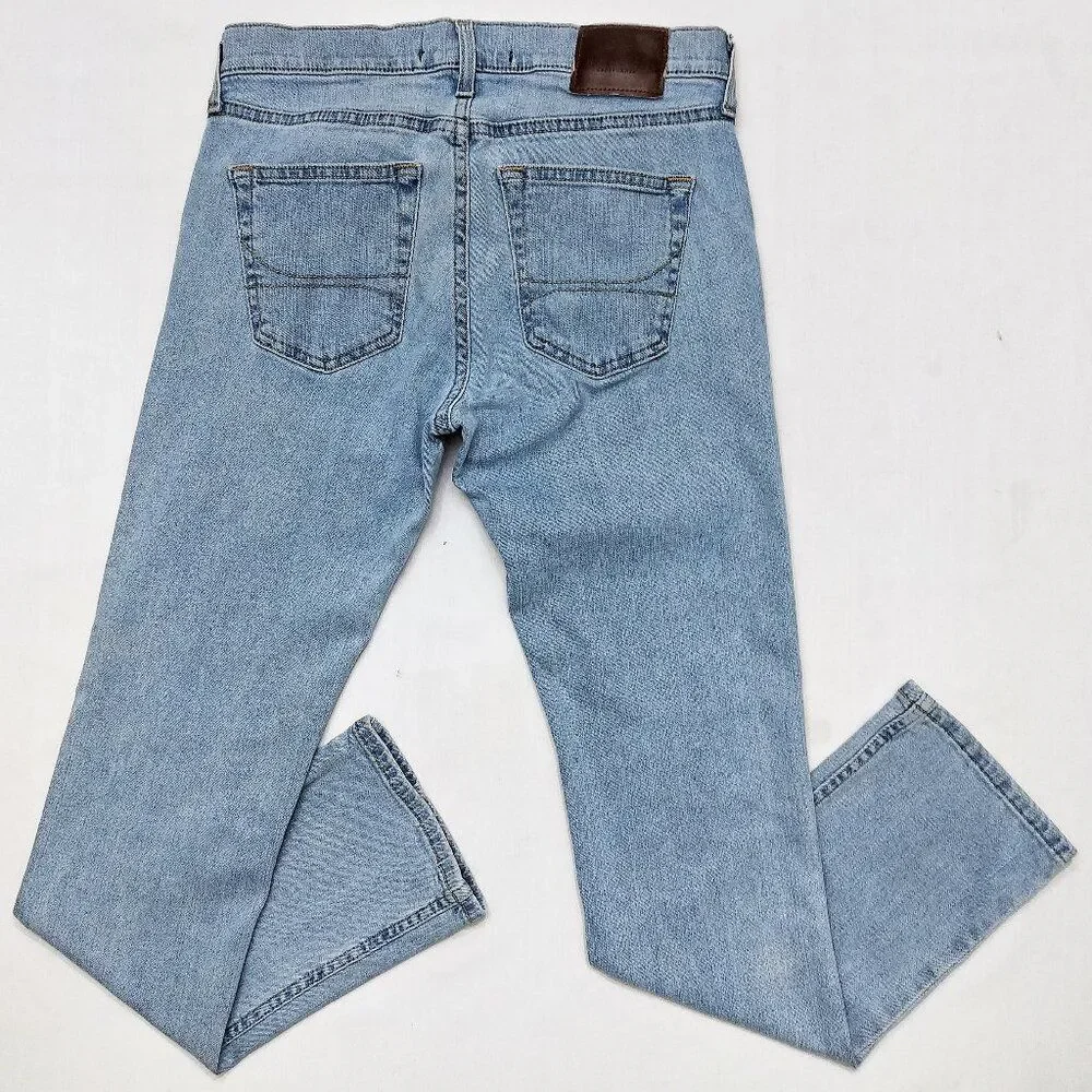 HOLLISTER Distressed Jeans Slim Straight Epic Flex Light Wash Denim Mens 30 x 32